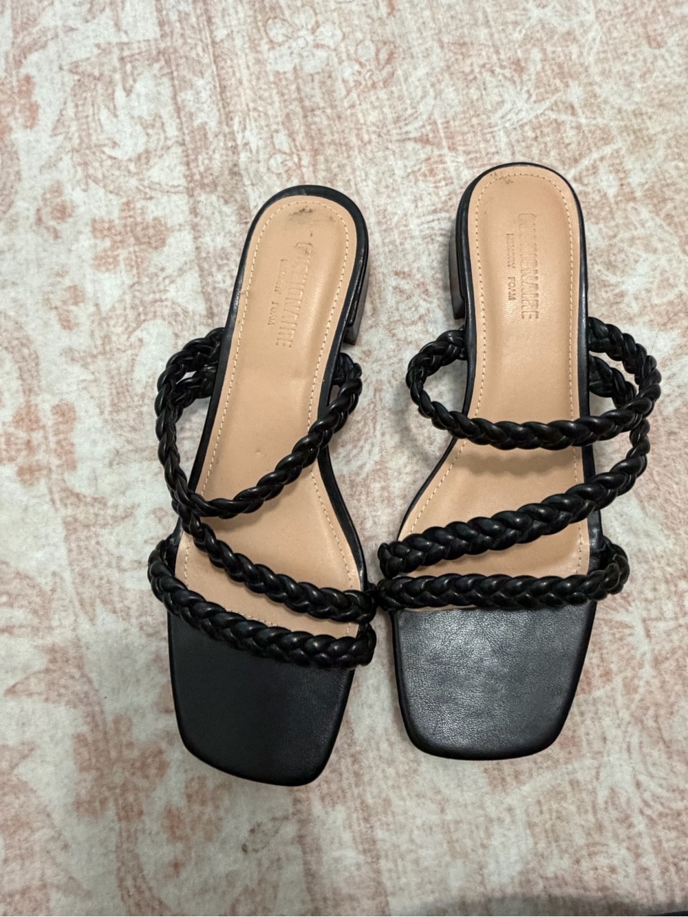 Cushionaire Newton Black Braided Strap Slide Sandals Size 9 - Picture 3 of 8